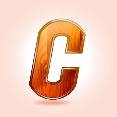 Alphabet wooden, letter C.のイラスト素材