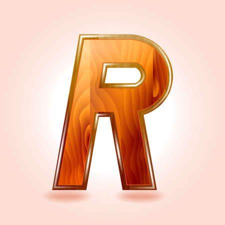 Alphabet wooden, letter R. のイラスト素材