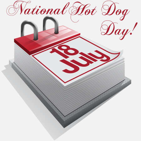calendar 18 July, National Hot Dog Day のイラスト素材