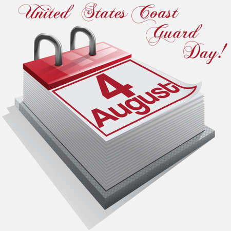 calendar 4 August, United States Coast Guard Day のイラスト素材