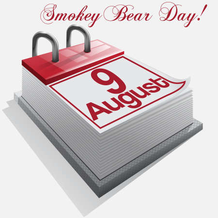 calendar 9 August, Smokey Bear Day   のイラスト素材