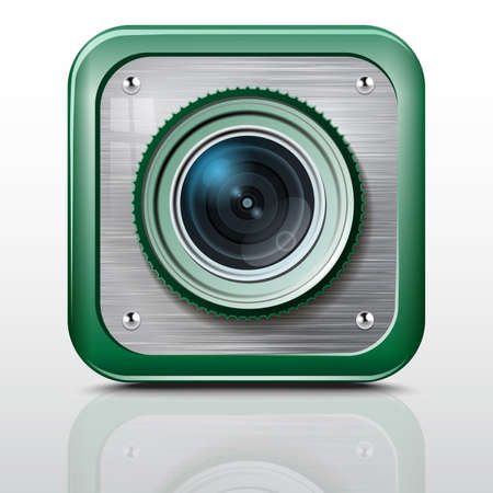 Icon camera, metal structure, green case のイラスト素材