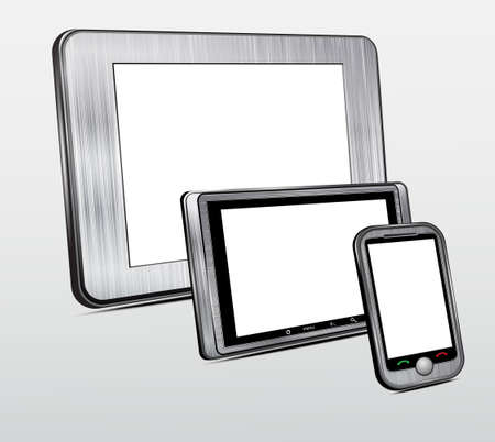 Set of mobile electronic technics  Metal case  Vectorのイラスト素材