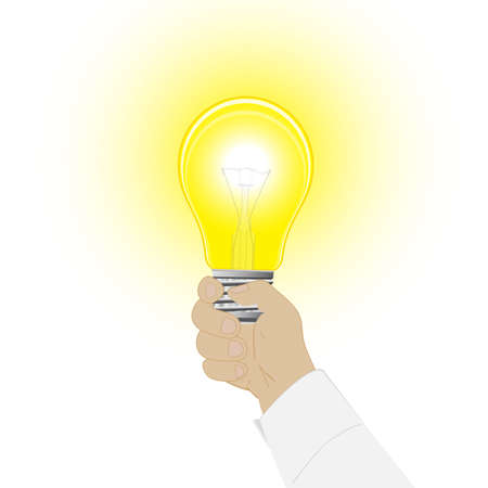 Conceptual vector icon, a light bulb in a hand of the manのイラスト素材