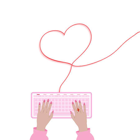 Conceptual vector illustration, connections network  communication in Valentine dayのイラスト素材
