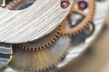 Background with metal cogwheels a clockwork. Conceptual photo for your successful business design. Macro.の写真素材