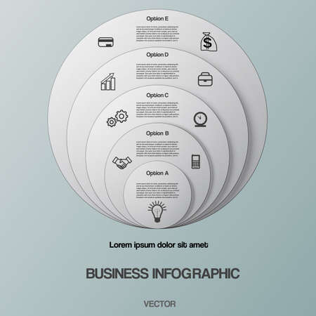 Business infographic for success project and other Your variant. Vector illustration round template  text areas on five positionsのイラスト素材