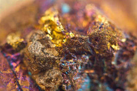 Chalcopyrite, It has the chemical formula (CuFeS2). Copper iron sulfide mineral. Macro. Beautiful fantastic background for successful business projects and other Your variant.の写真素材