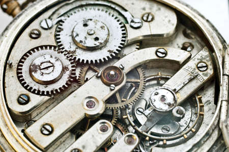Metal Cogwheels Inside Oldest Clockwork. Conceptual photo for your successful business design. Macroの写真素材