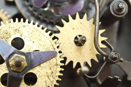 Metal Cogwheels Inside Old Clockwork to success concept for your technology design. Macro