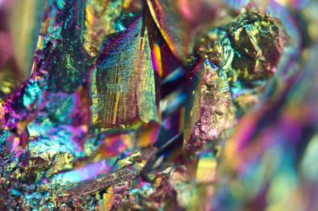 Fantastic multi-coloured background from thin layer of the titan on a quartz surface Macro, for successful business projects and other Your variantの写真素材