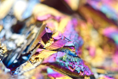 Fantastic multi-coloured background from thin layer of the titan on a quartz surface Macro, for successful business projects and other Your variantの写真素材