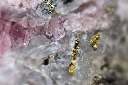 Rhodochrosite is a manganese carbonate mineral with chemical composition MnCO3 with iron pyrite FeS2 Macroの写真素材