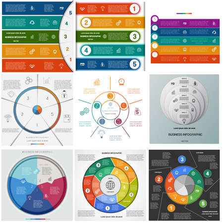 Set templates Infographics for business conceptual cyclic processes on five positionsのイラスト素材