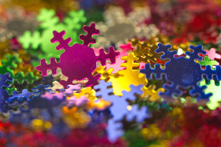 Celebratory background from paper Snowflakes multi-coloured. Macroの写真素材
