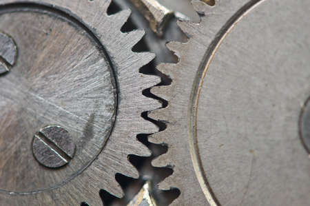 Metal Cogwheels in Old Clockwork, Macro. Concept Teamwork , Idea Technologyの写真素材