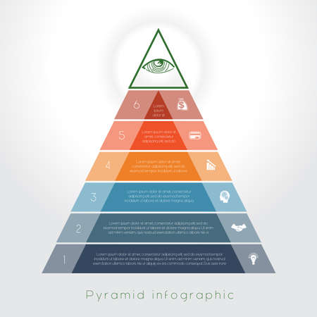 Template Infographic business process colorful pyramid for six text areaのイラスト素材