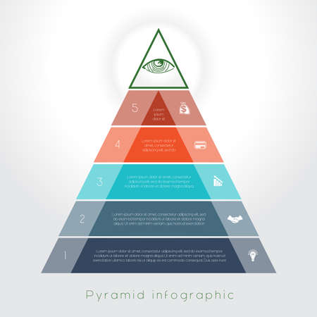 Template Infographic business process colorful pyramid for five text areaのイラスト素材