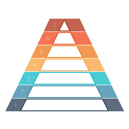 Numbered template Infographics colorful pyramid for text area seven positionsの写真素材