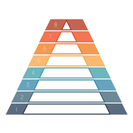 Numbered template Infographics colorful pyramid for text area eight positionsの写真素材