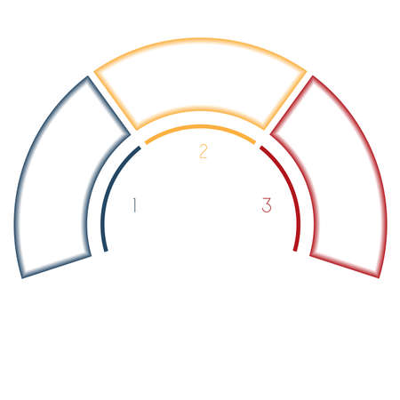 Numbered template Infographics colorful Semicircle for three number options, steps, text areasの写真素材