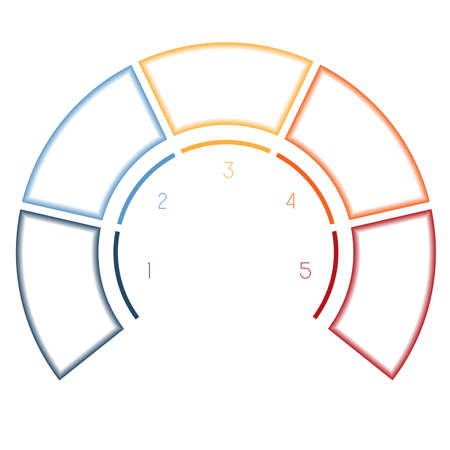 Numbered template Infographics colorful Semicircle for five number options, steps, text areasの写真素材