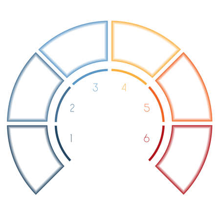 Numbered template Infographics colorful Semicircle for six number options, steps, text areasの写真素材