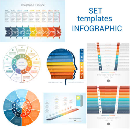 Infographics Element. Templates for nine steps, options, parts, processes, can be used for business process, workflow, banner, diagram, web design, area chart.のイラスト素材