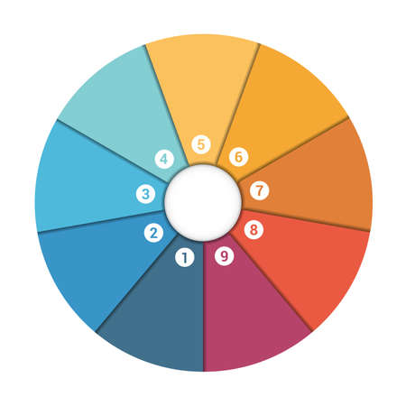 Colourful In The Form Of Flower Petals Around Circle. Template Infographic 9 Position. Pie Chartの写真素材