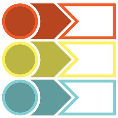 Template Infographic, the numbered colourful horizontal strips and lines, arrows points area for text three positions.の写真素材