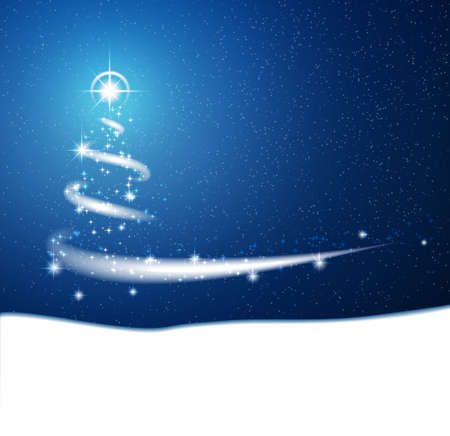 Blue Christmas background, blizzard with starsのイラスト素材