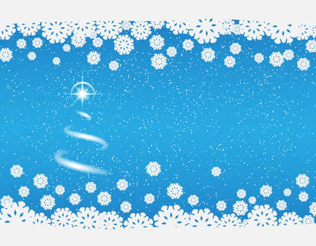 New Year's and Christmas winter blue background with snowflakes and bright starのイラスト素材