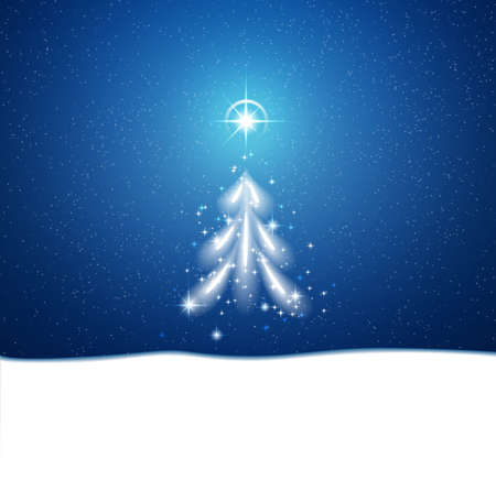 Christmas and New Year winter blue background with blizzard and starsのイラスト素材