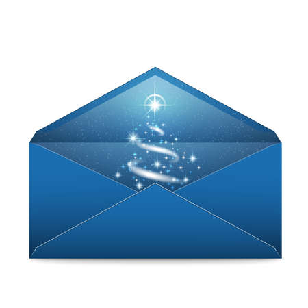 Christmas blue envelope with stars and blizzardのイラスト素材