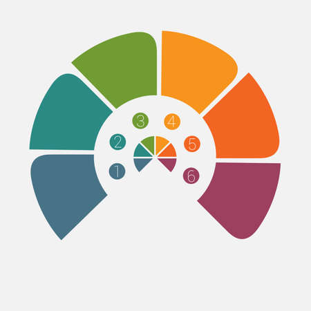 Semicircle template infographic six positions for text area.の写真素材