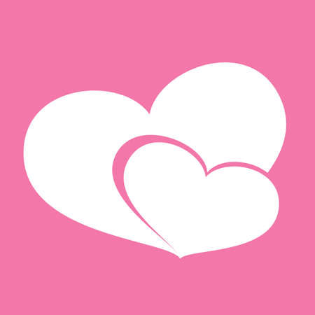 Icon white hearts valentine day on pink backgroundのイラスト素材