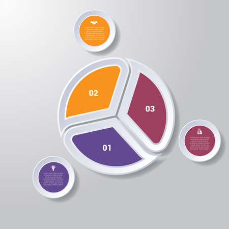 Pie chart or area chart diagram data Elements For Template infographics three position. Business strategy.のイラスト素材
