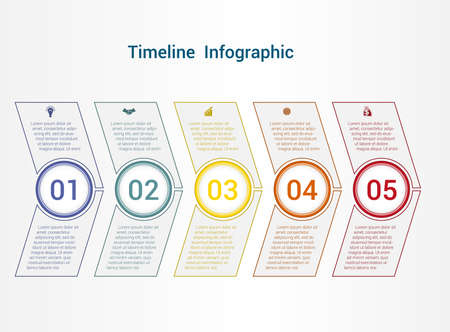 Timeline or area chart, diagram data Elements For Template infographics 5 position. Business strategy.のイラスト素材