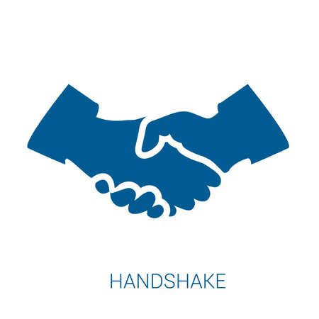 Handshake vector blue flat icon on white background.のイラスト素材
