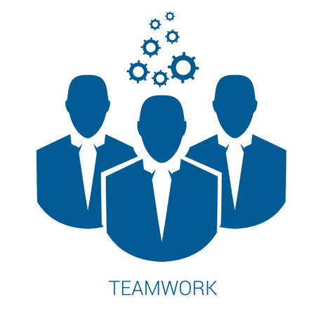 Teamwork vector blue flat icon on white background.のイラスト素材