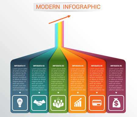 Vector template Infographic for 6 options. Vertical colour strips with prospect and a shadeのイラスト素材