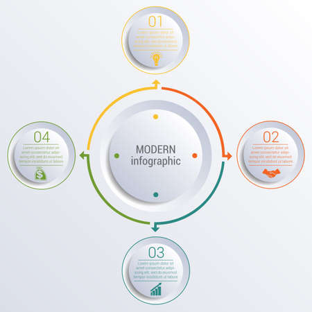 Vector template for infographic diagram with 4 options circles.のイラスト素材