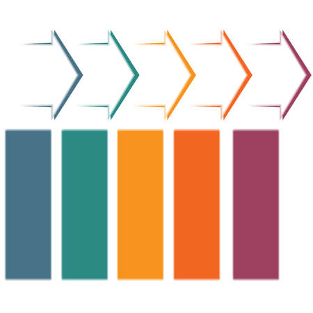 Set horizontal color arrows, template infographic for 5 position, options, steps or processes.の写真素材