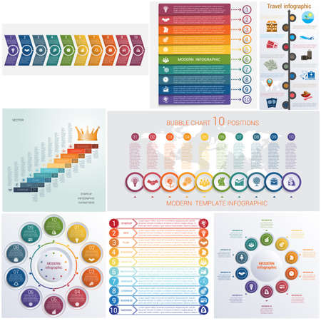 Set 8 universal templates elements Infographics conceptualのイラスト素材