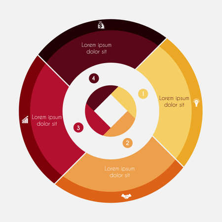 Infographic Business Pie chart for presentations with 4 options, cycle processes.のイラスト素材