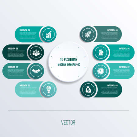  Process chart template for presentation 8 option circles  banner what can be used as business infograpchic,chart, diagram, table, workflow layoutのイラスト素材