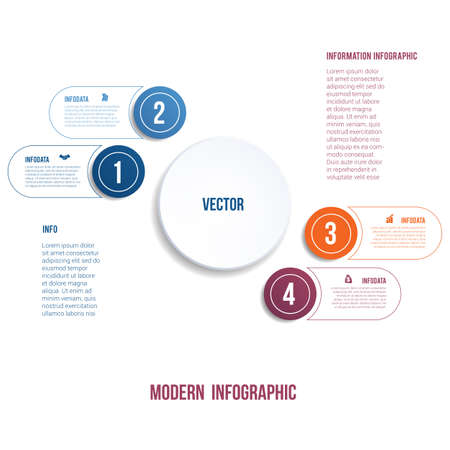 Modern Infographic. Chart template for presentation 4 options circles  banner what can be used as business infograpchic,chart, diagram, table, workflow layoutのイラスト素材