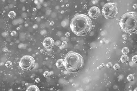 Water Black-and-white structure. Bubbles of oxygen under water. Macro.の写真素材