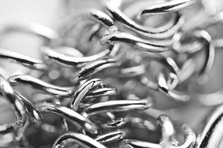 Macro. Black and white photo chain links close-up on full screen.の写真素材