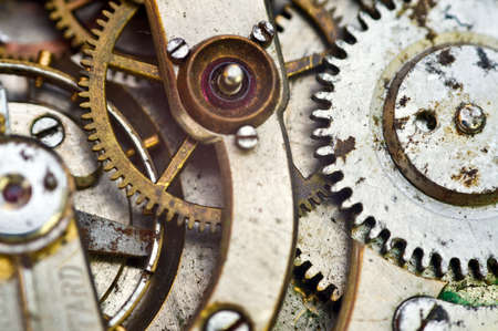 Clockwork, gears in an old watch. Teamwork concept, idea, technology, eternity, business. Macroの写真素材